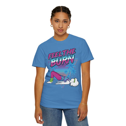 Feel the Burn Neon 80s Aerobics Graphic Tee | Retro Workout Shirt Women