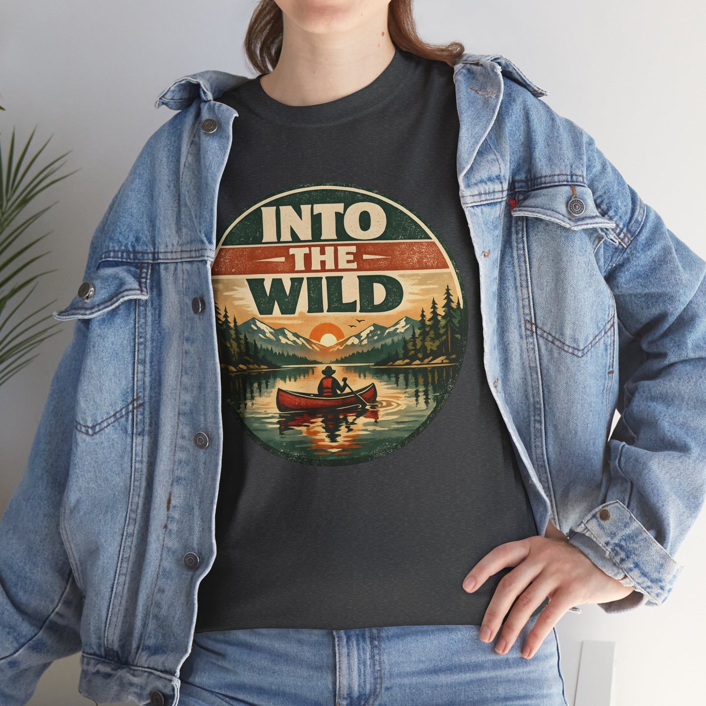 Into the Wild Canoe Badge Tee | Vintage Outdoor Graphic Shirt | Camping Adventure Gift