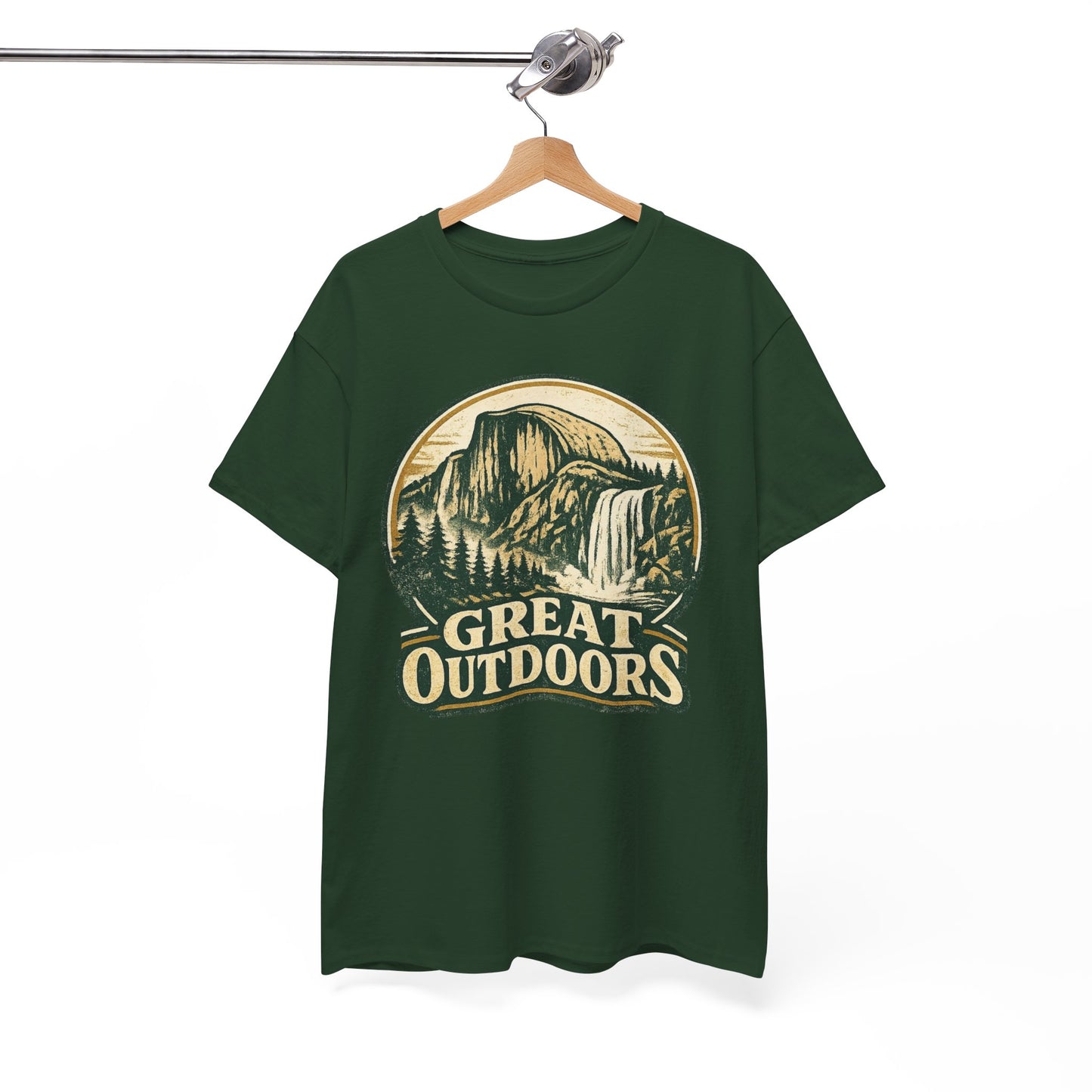 Great Outdoors Retro Badge Tee | Yosemite Half Dome Graphic Shirt | Camping Gift