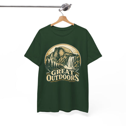 Great Outdoors Retro Badge Tee | Yosemite Half Dome Graphic Shirt | Camping Gift