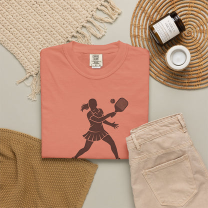 Pickleball Female Silhouette Icon Tee Minimalist Pickler Graphic Women T-Shirt