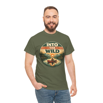 Into the Wild Canoe Badge Tee | Vintage Outdoor Graphic Shirt | Camping Adventure Gift