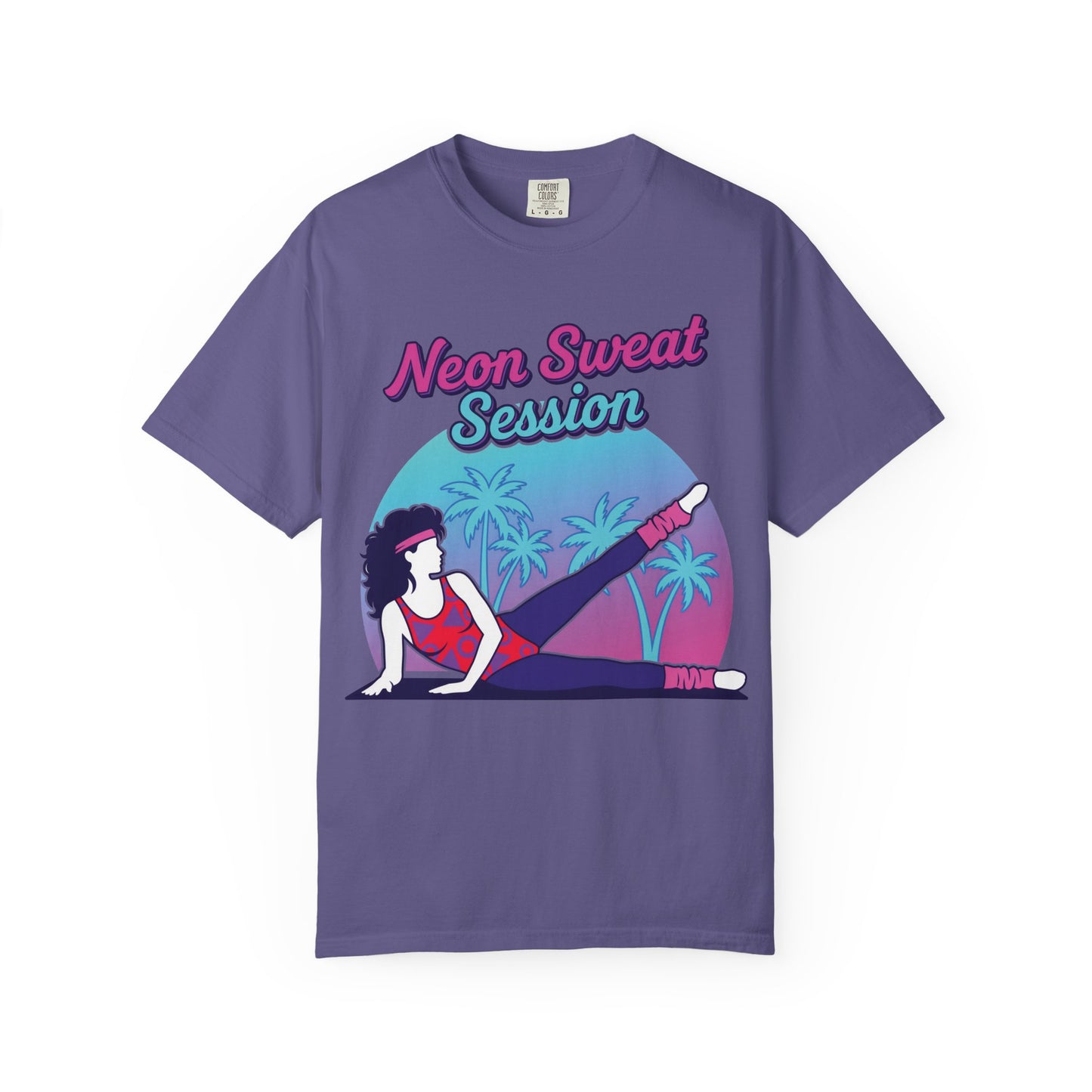 Neon Sweat Session Retro 80s Aerobics Graphic Tee | Vintage Workout Shirt