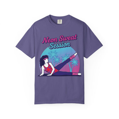 Neon Sweat Session Retro 80s Aerobics Graphic Tee | Vintage Workout Shirt