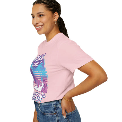 Feel the Burn Retro 80s Glute Thrust Pose Graphic Tee | Vintage Workout Shirt