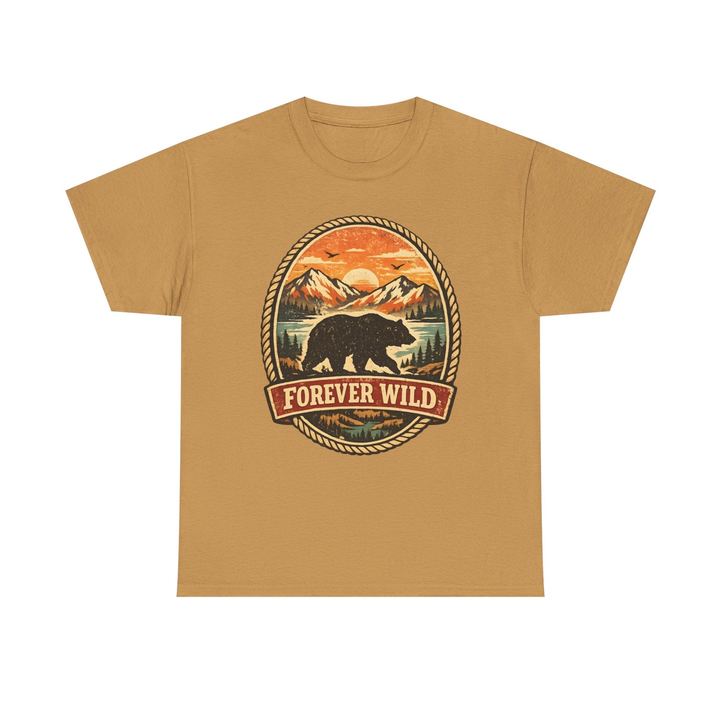 Grizzly Bear Forever Wild Badge Tee | Vintage National Park Shirt | Nature Lover Gift