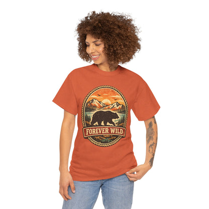 Grizzly Bear Forever Wild Badge Tee | Vintage National Park Shirt | Nature Lover Gift