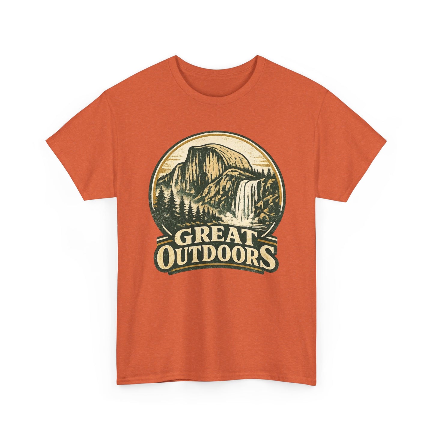 Great Outdoors Retro Badge Tee | Yosemite Half Dome Graphic Shirt | Camping Gift