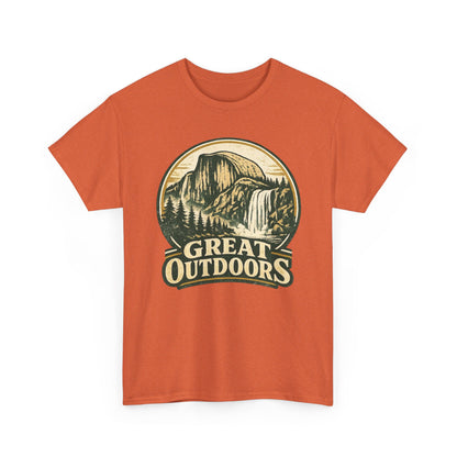 Great Outdoors Retro Badge Tee | Yosemite Half Dome Graphic Shirt | Camping Gift