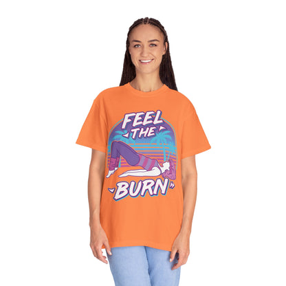 Feel the Burn Retro 80s Glute Thrust Pose Graphic Tee | Vintage Workout Shirt