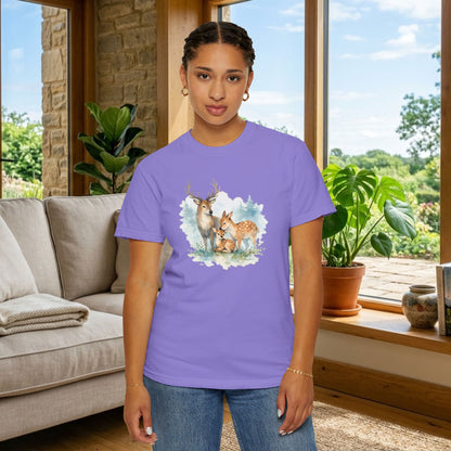 Watercolor Deer Family Tee | Forest Wildlife Art Shirt | Nature Lover Gift | Unisex