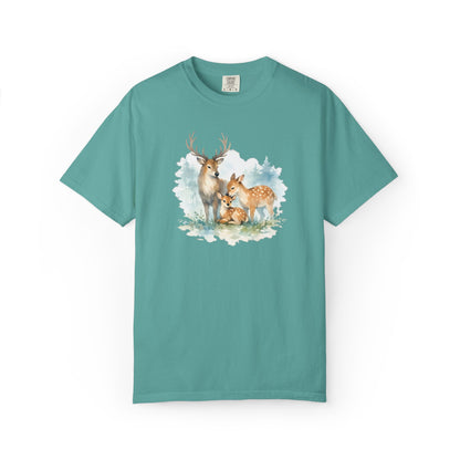 Watercolor Deer Family Tee | Forest Wildlife Art Shirt | Nature Lover Gift | Unisex