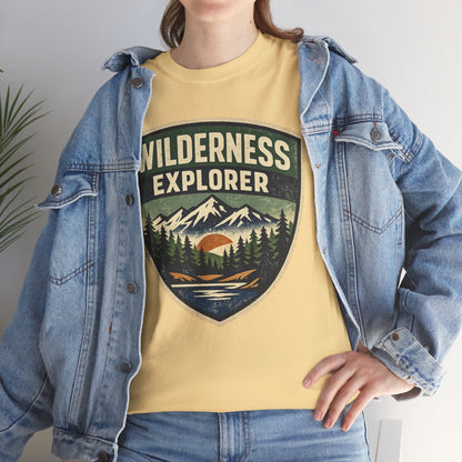 Wilderness Explorer Shield badge Tee | Retro Outdoor Adventure design | Hiking