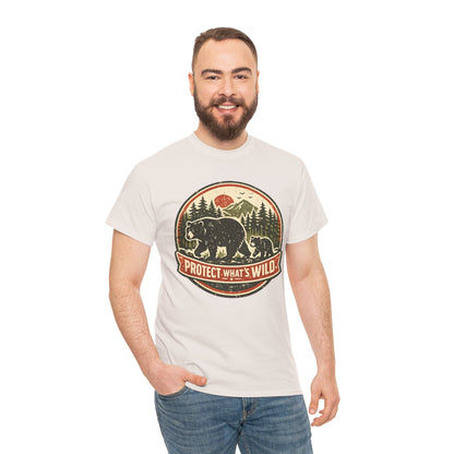 Bear and Cub Retro Badge Tee | Protect What's Wild | Wildlife Lover Gift | Unisex