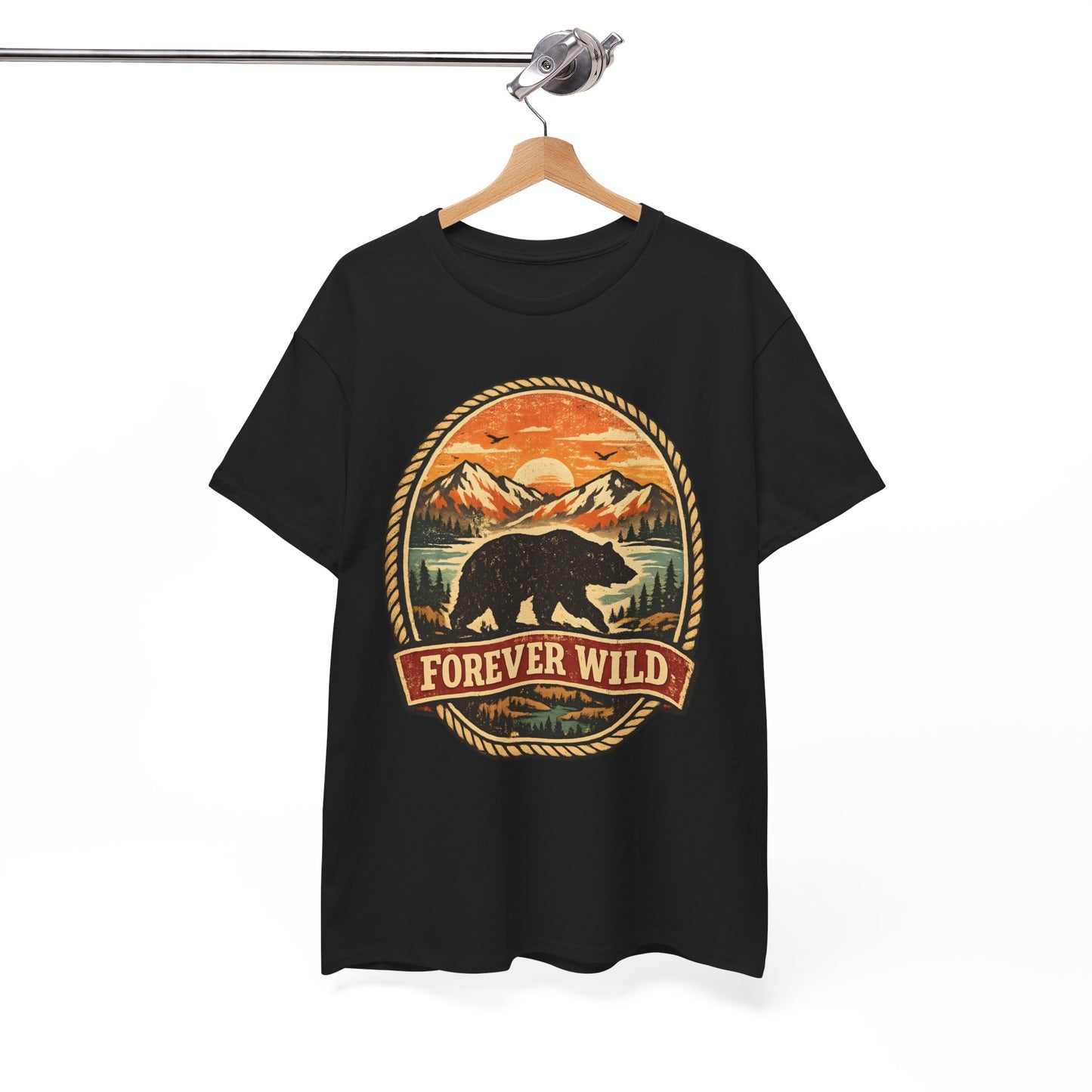 Grizzly Bear Forever Wild Badge Tee | Vintage National Park Shirt | Nature Lover Gift