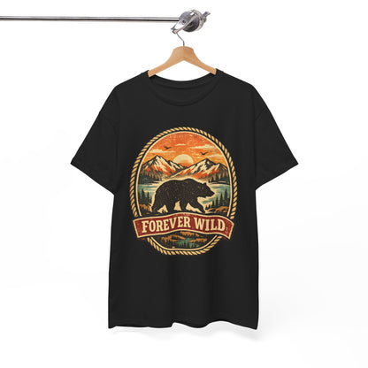 Grizzly Bear Forever Wild Badge Tee | Vintage National Park Shirt | Nature Lover Gift