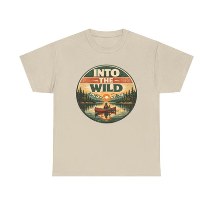 Into the Wild Canoe Badge Tee | Vintage Outdoor Graphic Shirt | Camping Adventure Gift