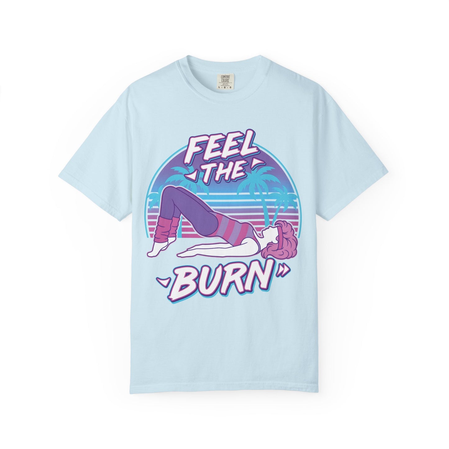 Feel the Burn Retro 80s Glute Thrust Pose Graphic Tee | Vintage Workout Shirt