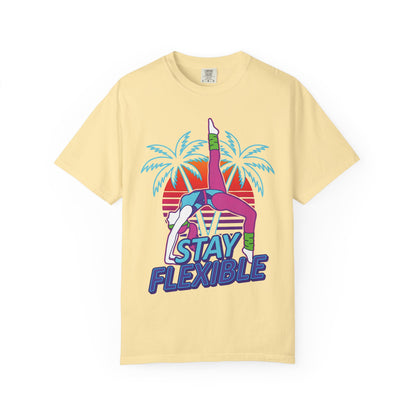 Stay Flexible Retro 80s Backbend Graphic Tee | Vintage Workout Shirt Women