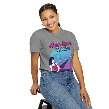 Neon Sweat Session Retro 80s Aerobics Graphic Tee | Vintage Workout Shirt