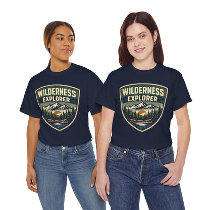 Wilderness Explorer Shield badge Tee | Retro Outdoor Adventure design | Hiking