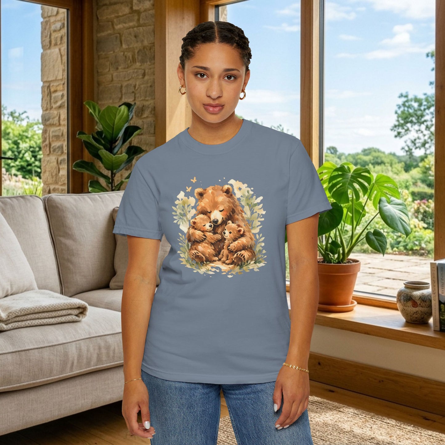 Mother Bear and Cubs Watercolor Tee | Wildlife Art Shirt | Mother Nature Gift | Unisex