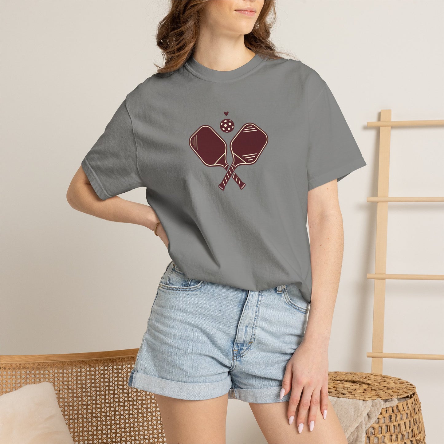 Pickleball Heart Icon Tee Pickler Love Minimalist Graphic Unisex Shirt