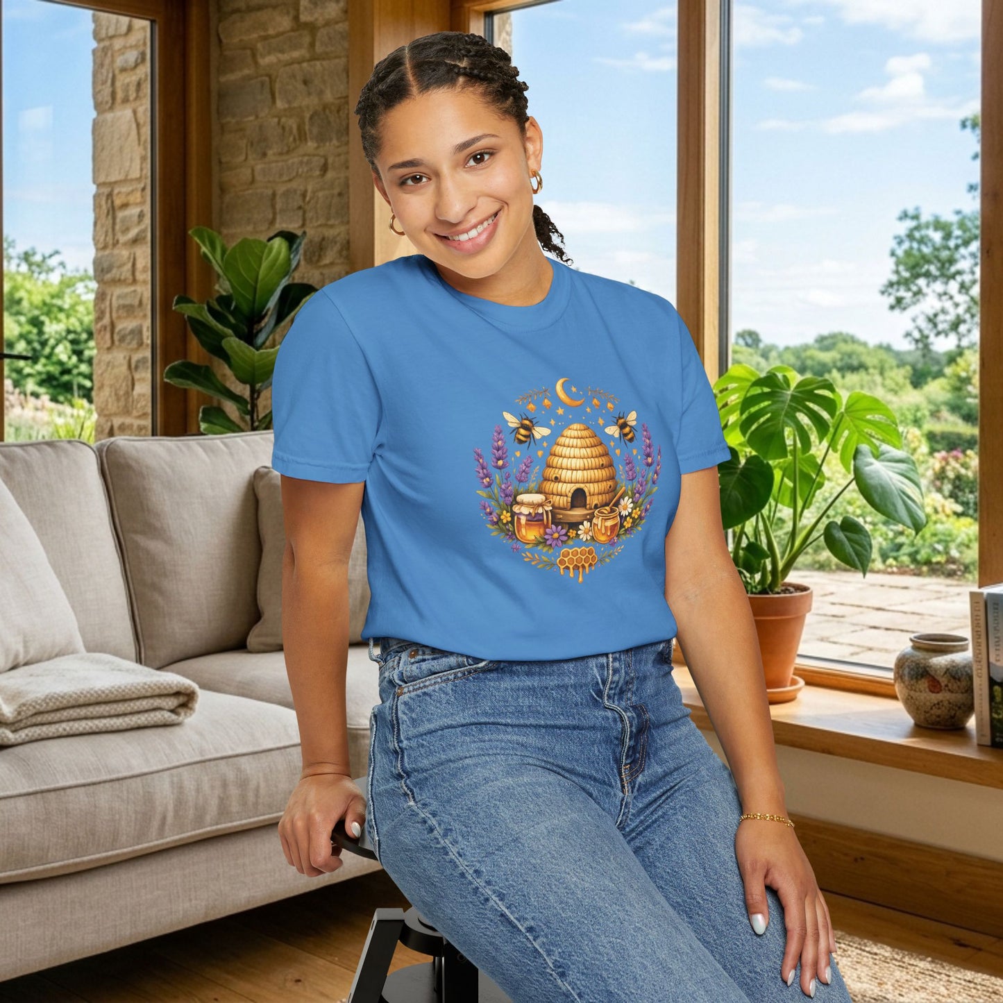 Beehive Honey and Lavender Tee | Vintage Nature Art Shirt | Botanical Garden Gift