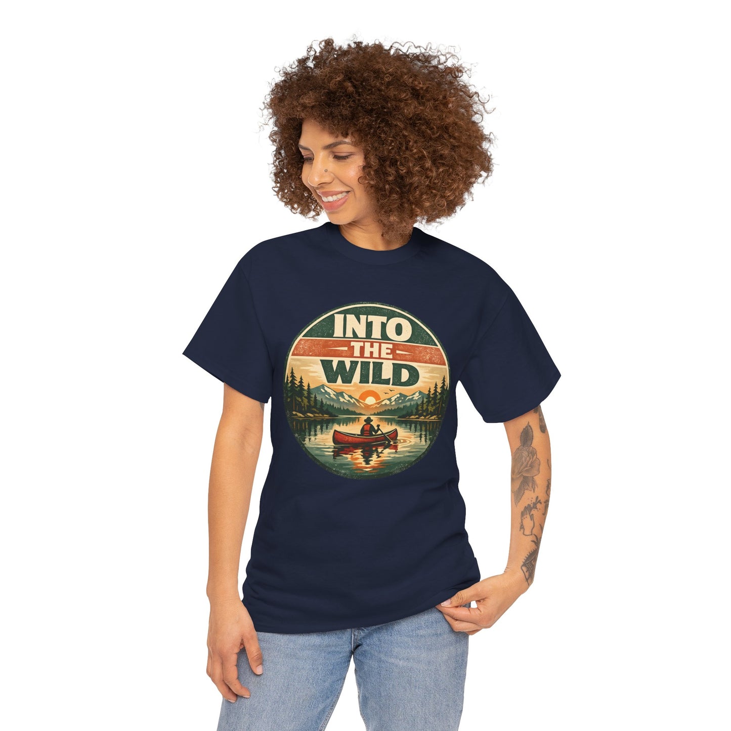 Into the Wild Canoe Badge Tee | Vintage Outdoor Graphic Shirt | Camping Adventure Gift