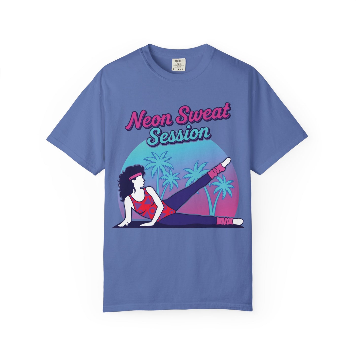 Neon Sweat Session Retro 80s Aerobics Graphic Tee | Vintage Workout Shirt