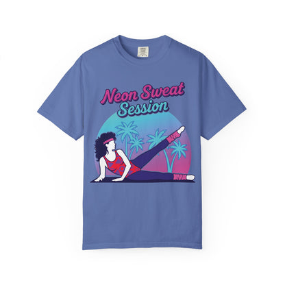 Neon Sweat Session Retro 80s Aerobics Graphic Tee | Vintage Workout Shirt