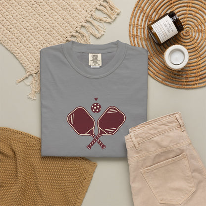 Pickleball Heart Icon Tee Pickler Love Minimalist Graphic Unisex Shirt