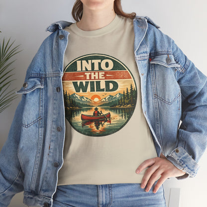 Into the Wild Canoe Badge Tee | Vintage Outdoor Graphic Shirt | Camping Adventure Gift