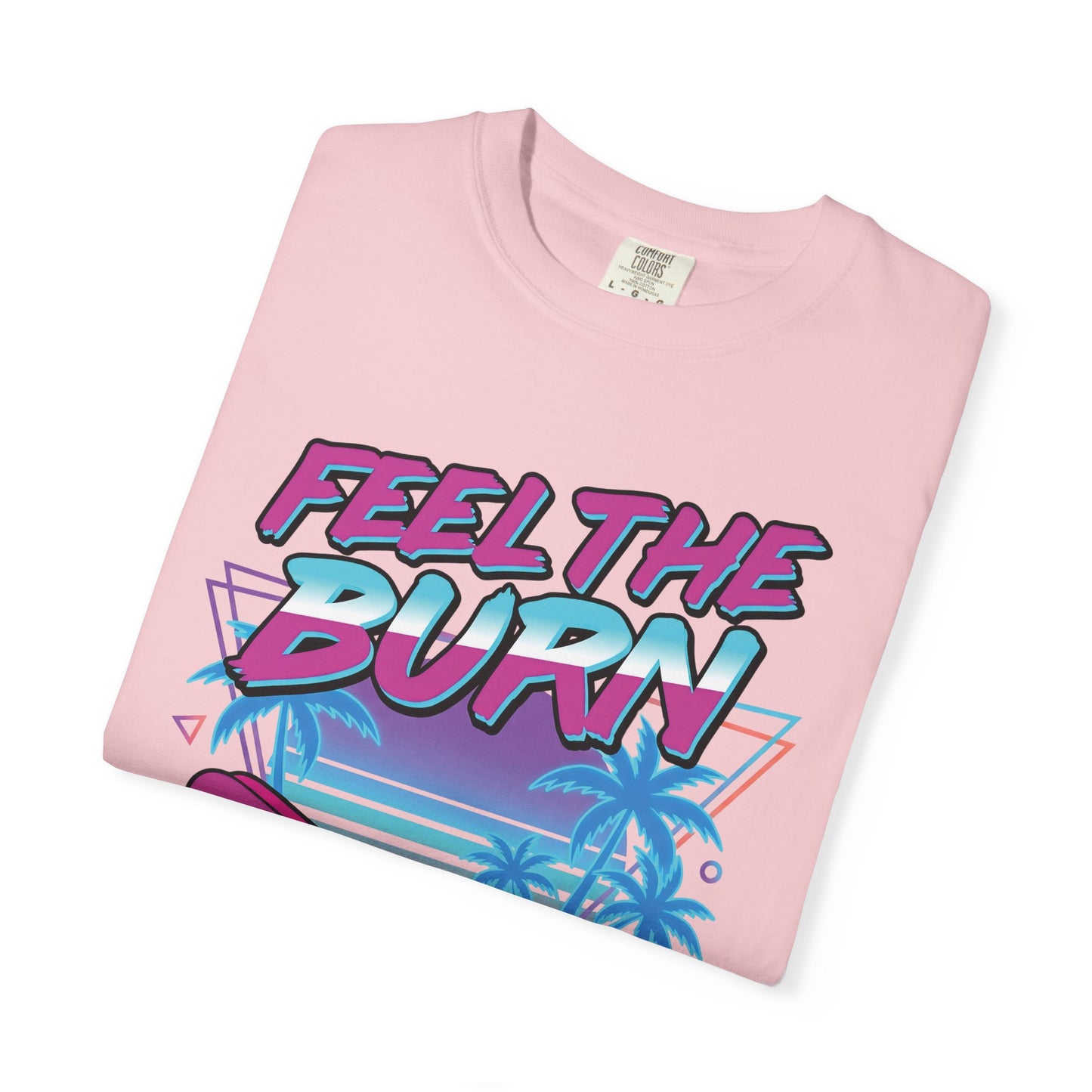 Feel the Burn Neon 80s Aerobics Graphic Tee | Retro Workout Shirt Women