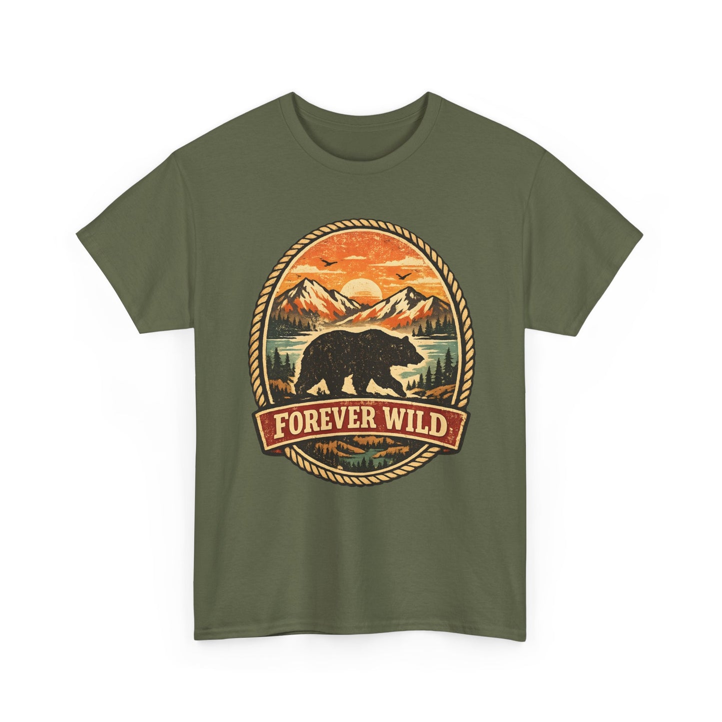 Grizzly Bear Forever Wild Badge Tee | Vintage National Park Shirt | Nature Lover Gift