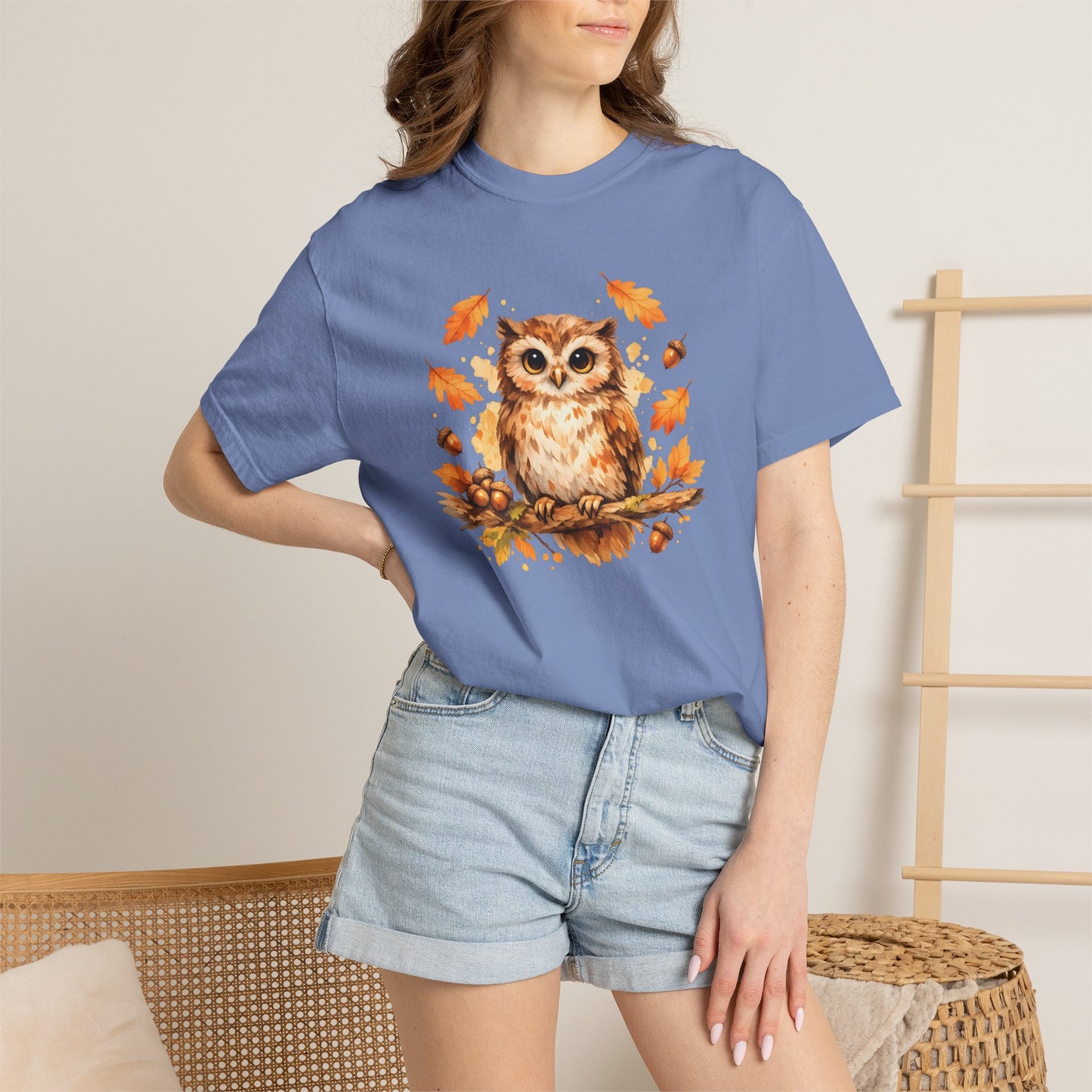 Watercolor Owl Graphic Tee | Autumn Wildlife Art Shirt | Owl Lover Gift