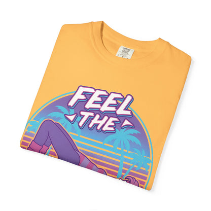 Feel the Burn Retro 80s Glute Thrust Pose Graphic Tee | Vintage Workout Shirt