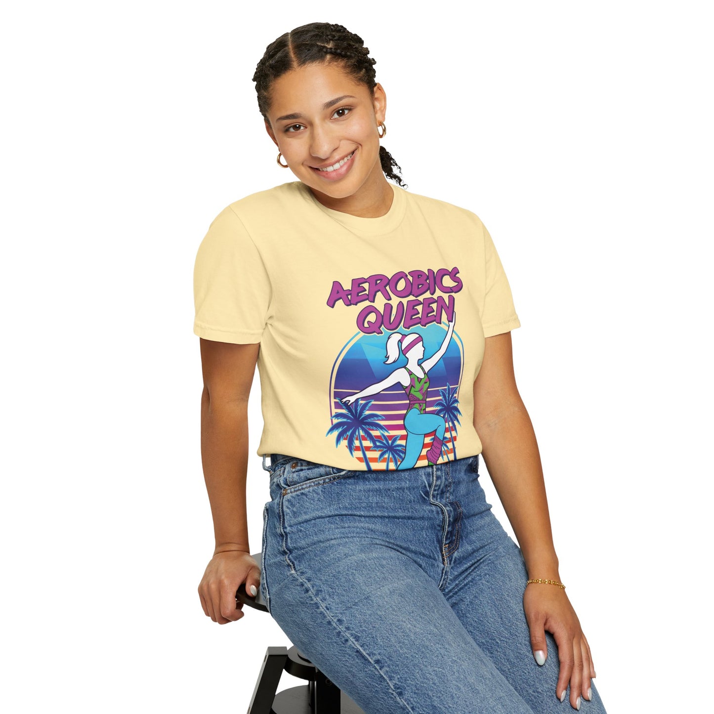 Aerobics Queen Retro 80s Dance Graphic Tee | Vintage Workout Shirt Women