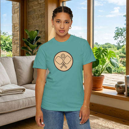 Vintage Pickleball Badge Tee Pickler Crest Minimalist Unisex Shirt