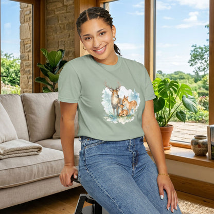 Watercolor Deer Family Tee | Forest Wildlife Art Shirt | Nature Lover Gift | Unisex
