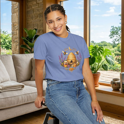 Beehive Honey and Lavender Tee | Vintage Nature Art Shirt | Botanical Garden Gift