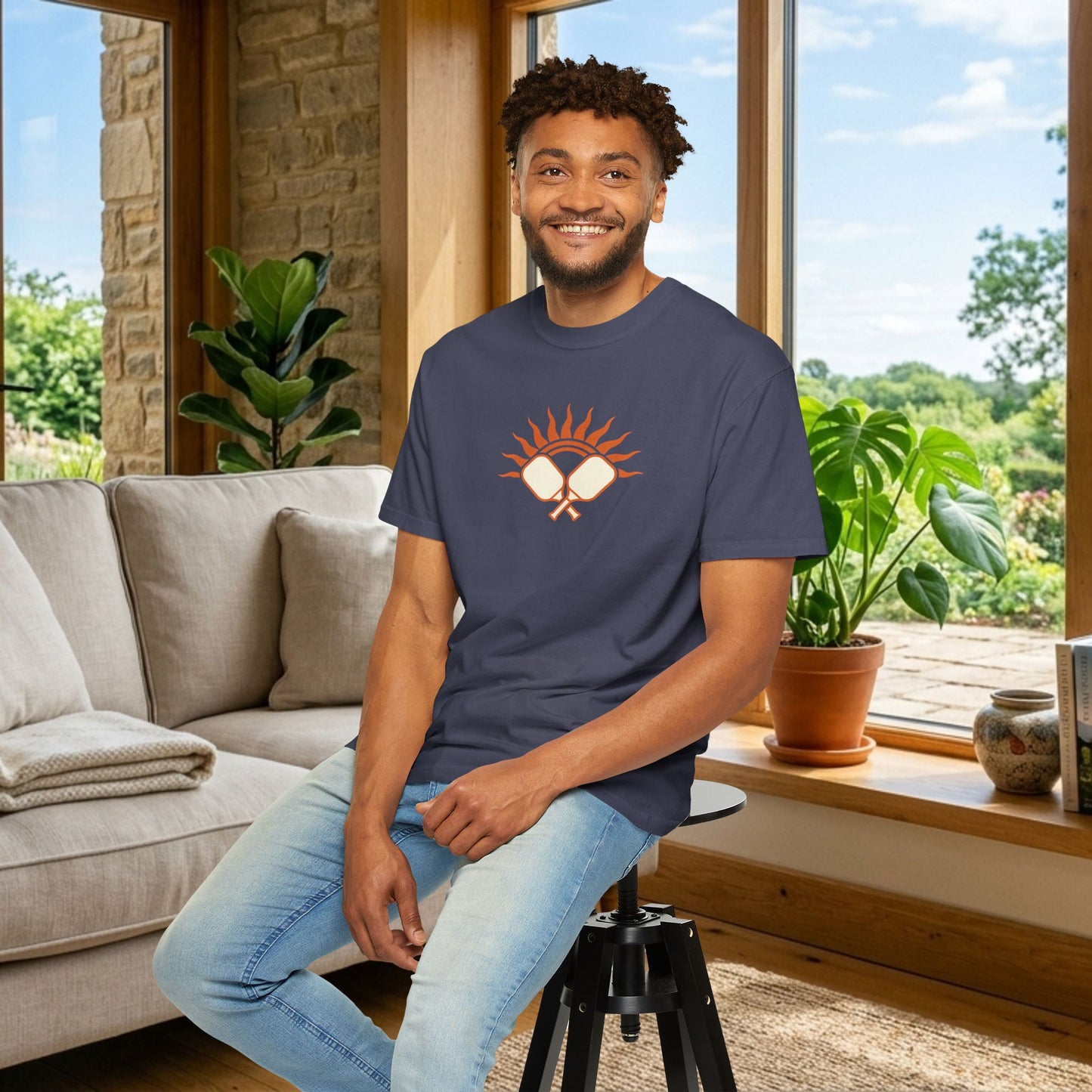 Pickleball Sun Badge Tee Pickler Vintage Minimalist Unisex Shirt