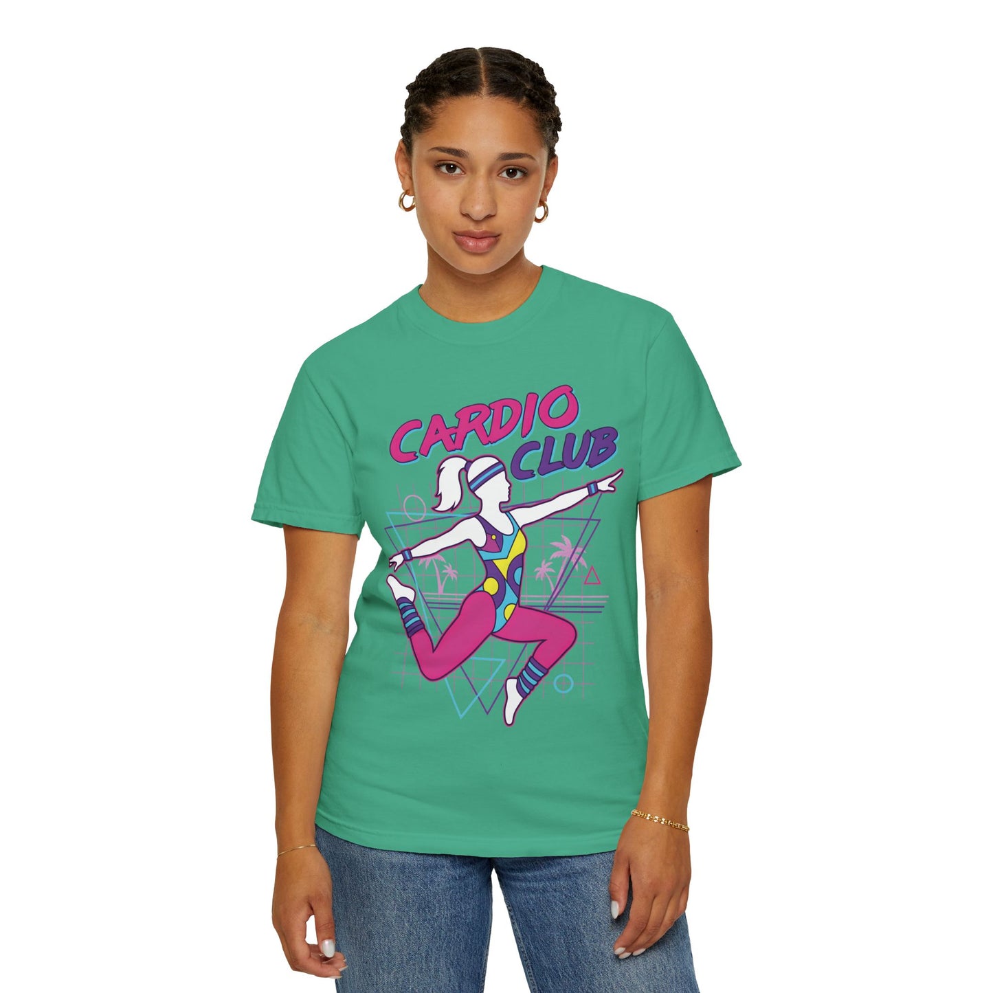 Cardio Club Retro 80s Grid Aerobics Graphic Tee | Vintage Gym Shirt Women