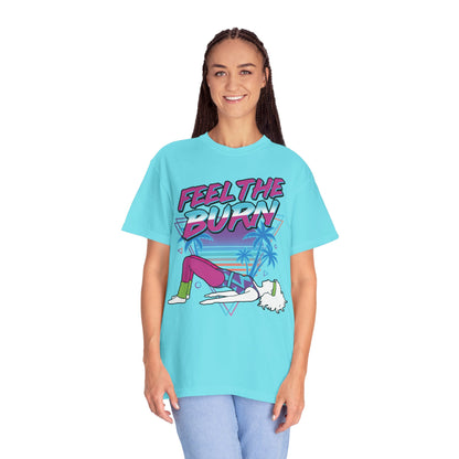 Feel the Burn Neon 80s Aerobics Graphic Tee | Retro Workout Shirt Women