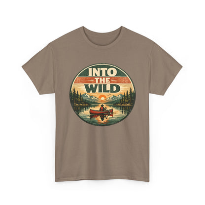 Into the Wild Canoe Badge Tee | Vintage Outdoor Graphic Shirt | Camping Adventure Gift