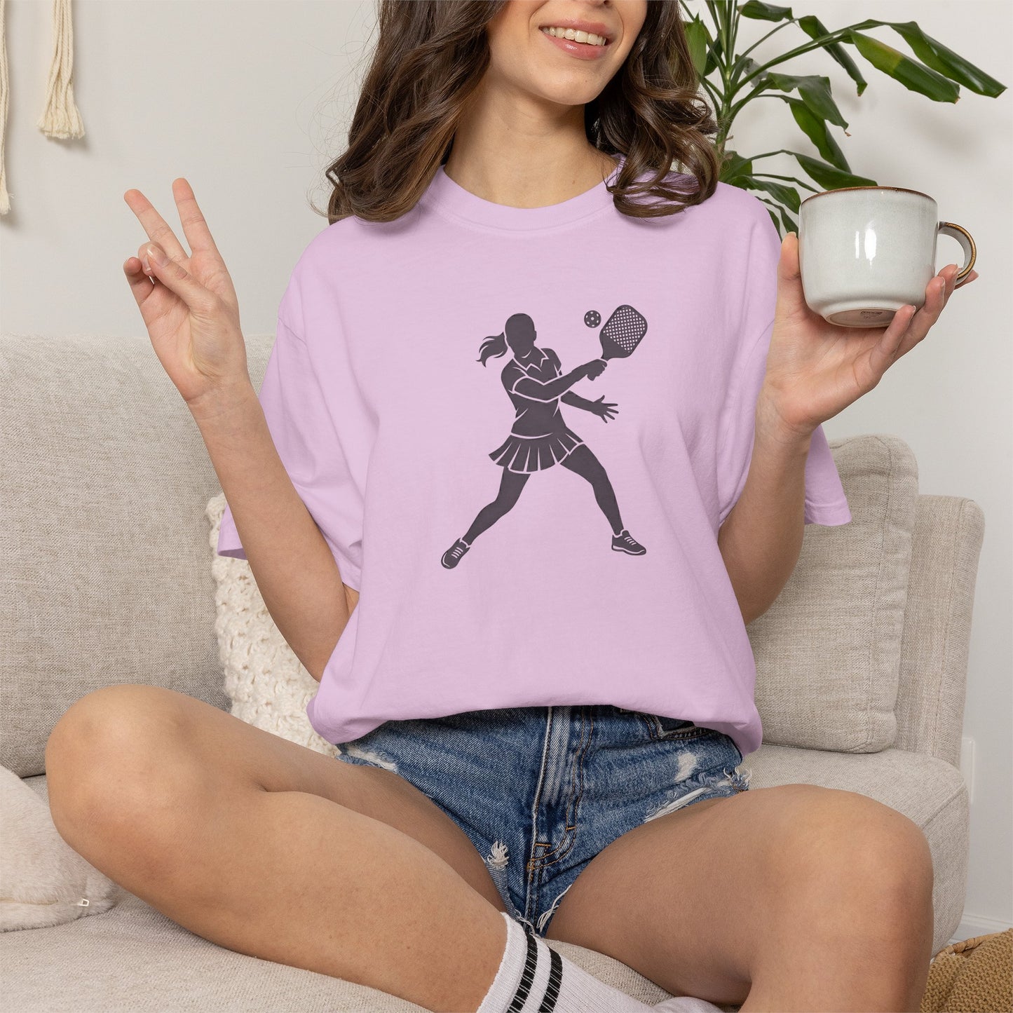 Pickleball Female Silhouette Icon Tee Minimalist Pickler Graphic Women T-Shirt