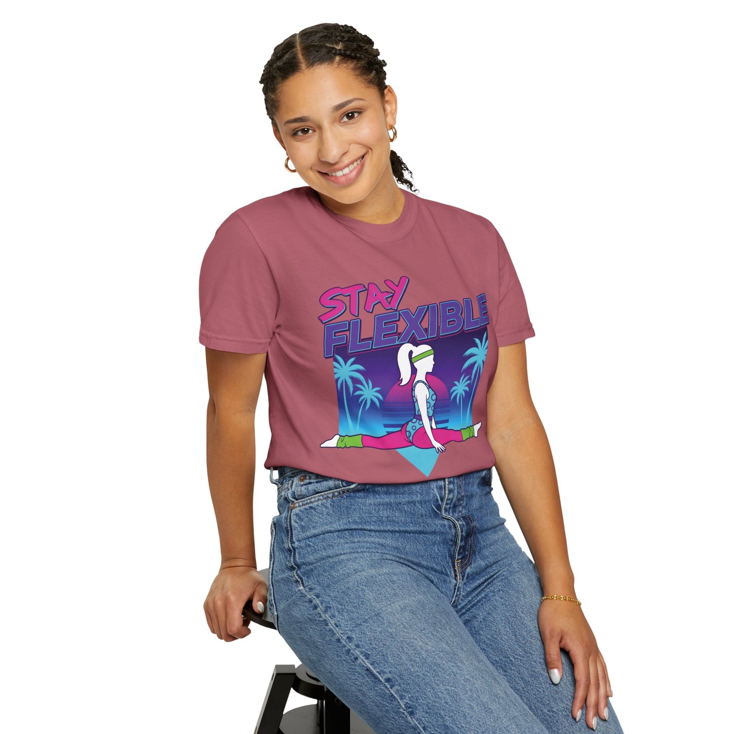 Stay Flexible Retro 80s Splits Aerobics Tee | Vintage Gym Shirt Women