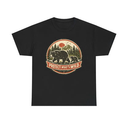 Bear and Cub Retro Badge Tee | Protect What's Wild | Wildlife Lover Gift | Unisex