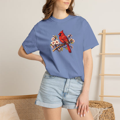 Cardinal Botanical Tee | Vintage Bird Art Shirt | Bird Watcher Gift