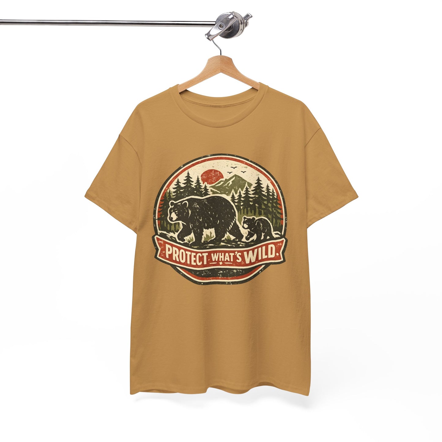 Bear and Cub Retro Badge Tee | Protect What's Wild | Wildlife Lover Gift | Unisex